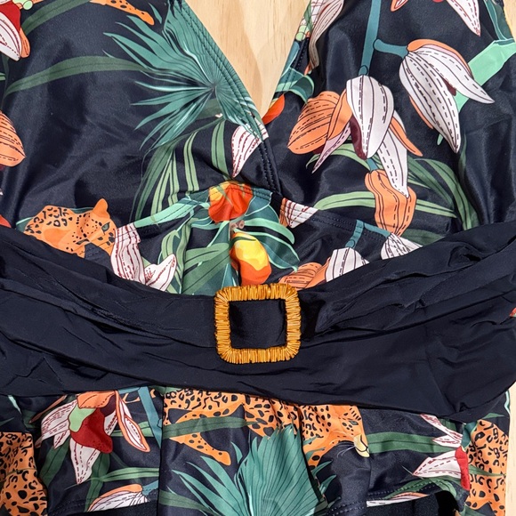 Floral Black One Piece Swimsuit - Picture 3 of 7